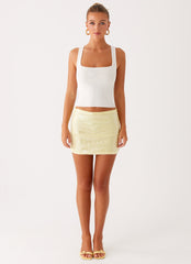 Nostalgic Nights Sequin Mini Skirt - Lemon Spritz