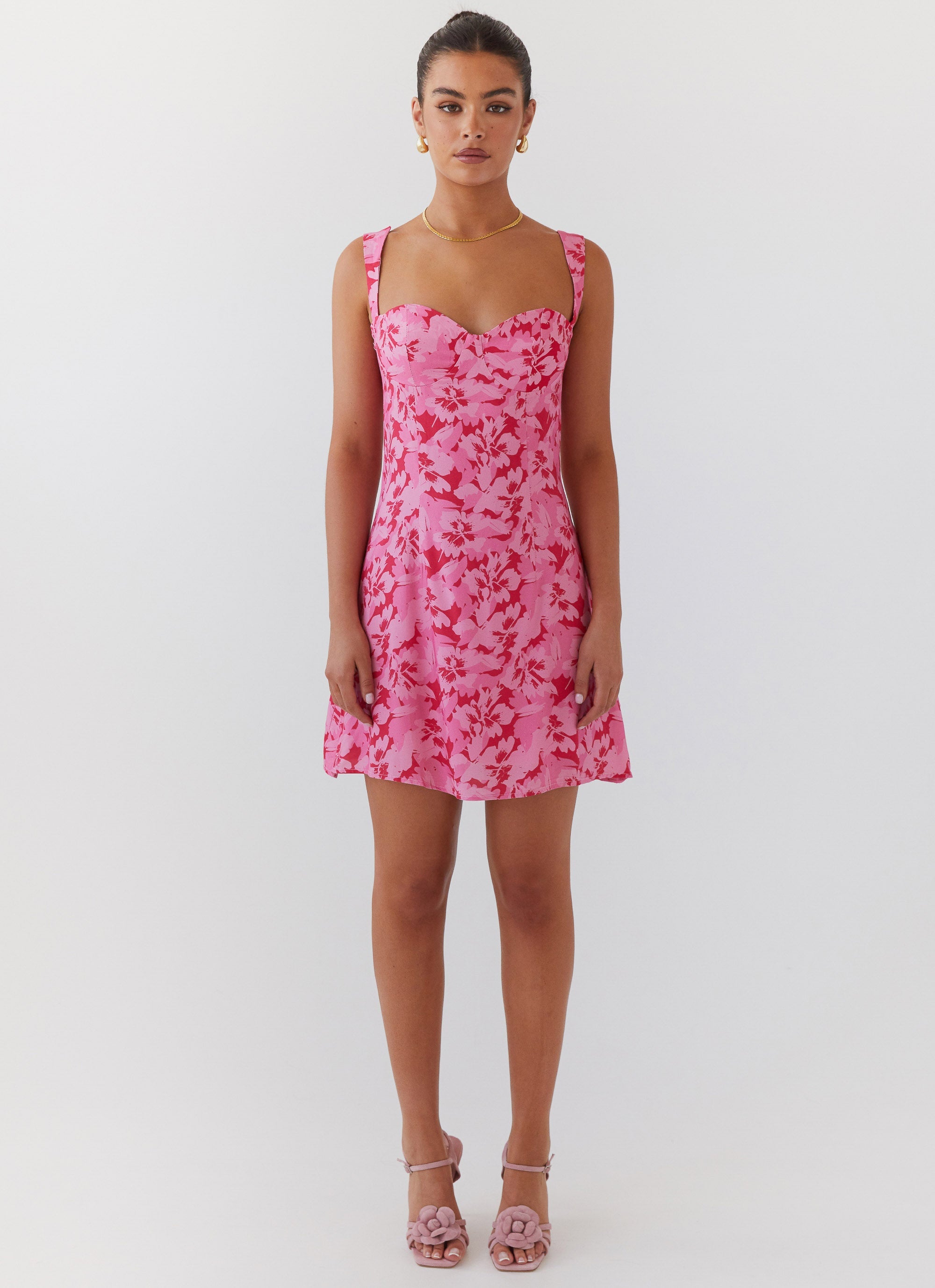 Kiah Bustier Mini Dress - Cherry Blossom