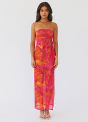 Rooftop Party Mesh Tube Top - Floral Sun